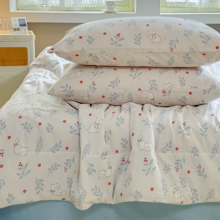 91家纺网 家纺一手货源 找家纺 梵克保罗 2025新款水洗糯糯棉卡通印花滚绳包边夏被 喵语