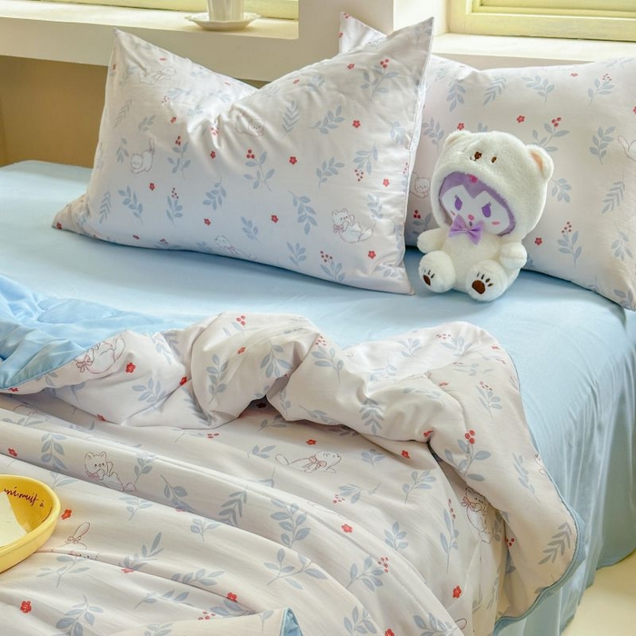 91家纺网 家纺一手货源 找家纺 梵克保罗 2025新款水洗糯糯棉卡通印花滚绳包边夏被 喵语