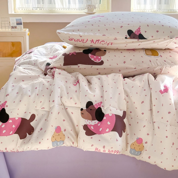 91家纺网 家纺一手货源 找家纺 梵克保罗 2025新款水洗糯糯棉卡通印花滚绳包边夏被 彩彩狗