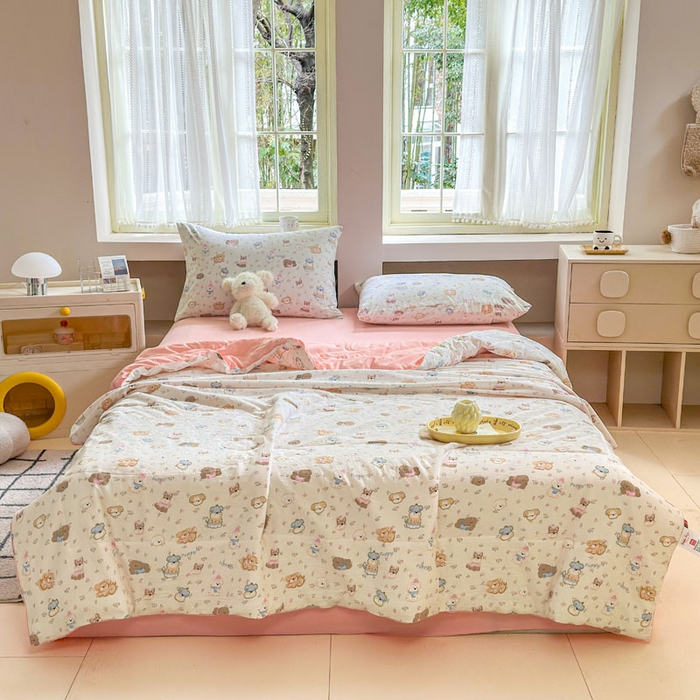 91家纺网 家纺一手货源 找家纺 （总）梵克保罗 2025新款水洗糯糯棉卡通印花滚绳包边夏被