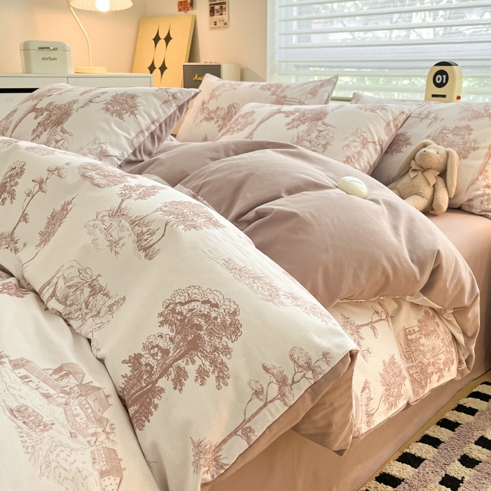 （总）瑞莱 2025新款纯棉磨毛印花四件套