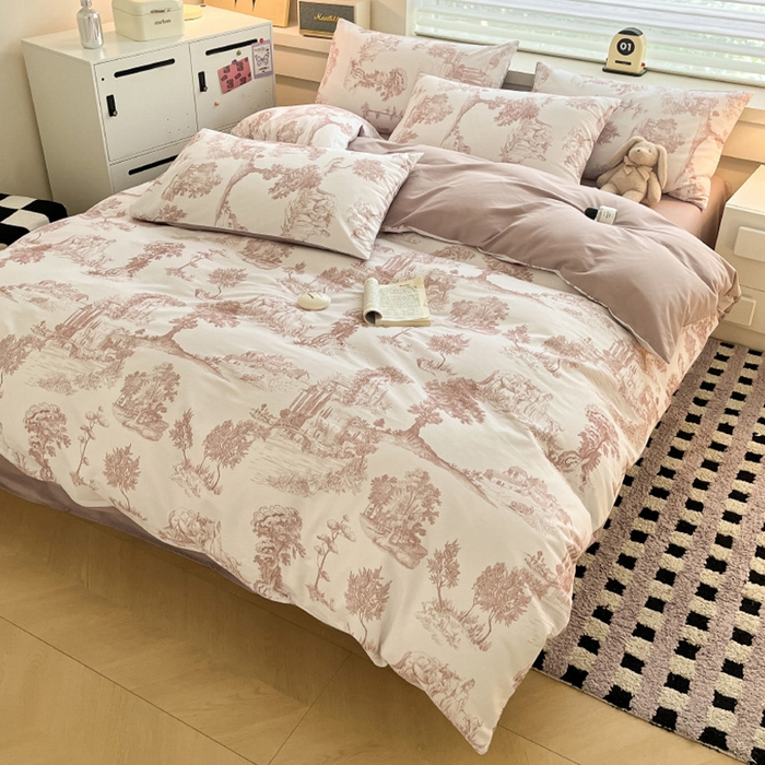 91家纺网 家纺一手货源 找家纺 （总）瑞莱 2025新款纯棉磨毛印花四件套