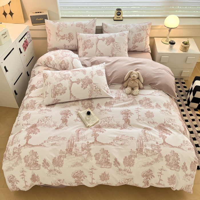 91家纺网 家纺一手货源 找家纺 （总）瑞莱 2025新款纯棉磨毛印花四件套