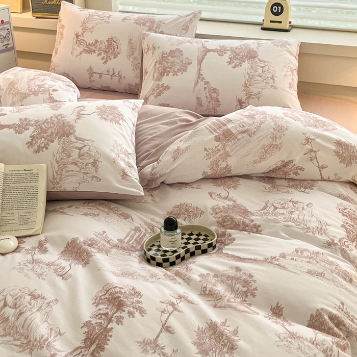 91家纺网 家纺一手货源 找家纺 （总）瑞莱 2025新款纯棉磨毛印花四件套