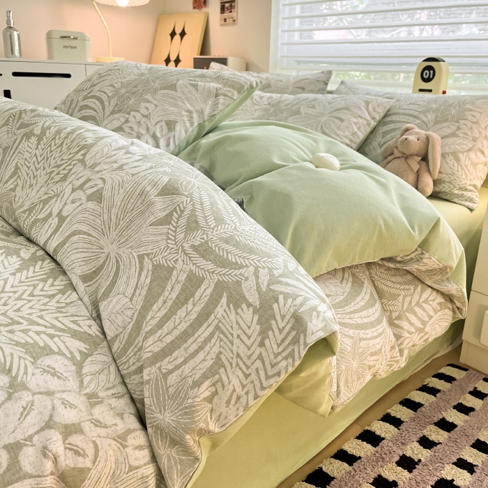 瑞莱 2025新款纯棉磨毛印花四件套 热带雨林