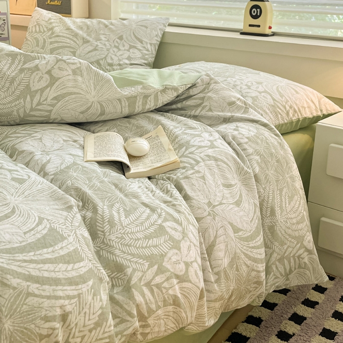 91家纺网 家纺一手货源 找家纺 瑞莱 2025新款纯棉磨毛印花四件套 热带雨林