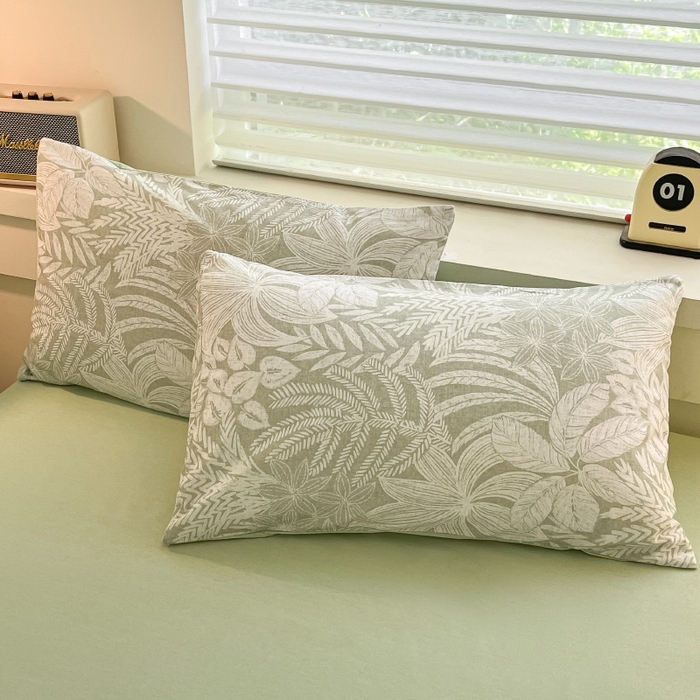 91家纺网 家纺一手货源 找家纺 瑞莱 2025新款纯棉磨毛印花四件套 热带雨林