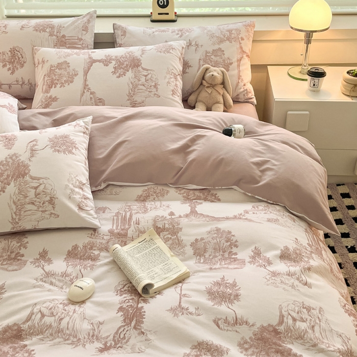 91家纺网 家纺一手货源 找家纺 （总）瑞莱 2025新款纯棉磨毛印花四件套