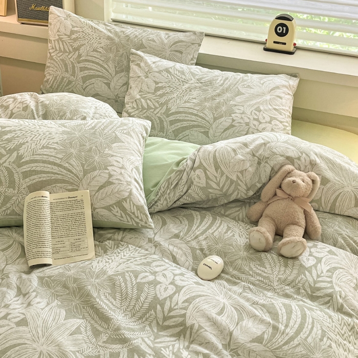 91家纺网 家纺一手货源 找家纺 瑞莱 2025新款纯棉磨毛印花四件套 热带雨林