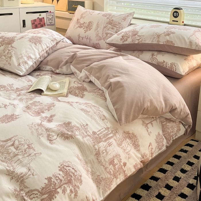 91家纺网 家纺一手货源 找家纺 （总）瑞莱 2025新款纯棉磨毛印花四件套