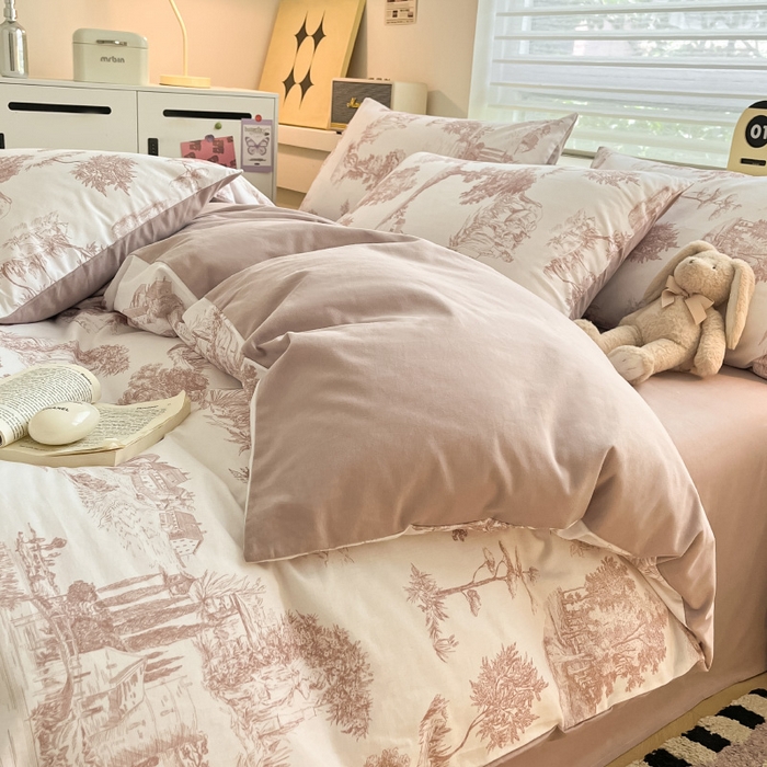 91家纺网 家纺一手货源 找家纺 （总）瑞莱 2025新款纯棉磨毛印花四件套