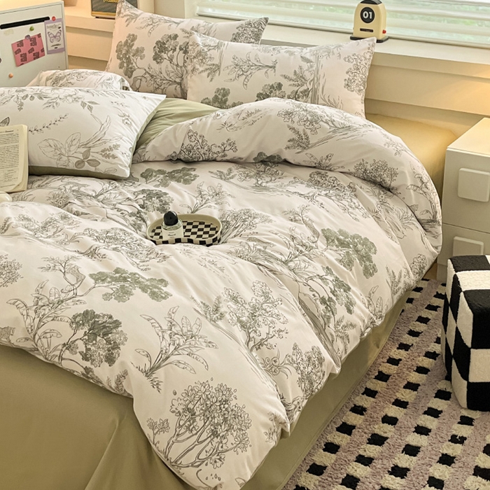 91家纺网 家纺一手货源 找家纺 瑞莱 2025新款纯棉磨毛印花四件套 万物生灵