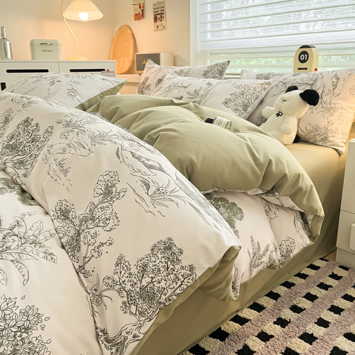 瑞莱 2025新款纯棉磨毛印花四件套 万物生灵