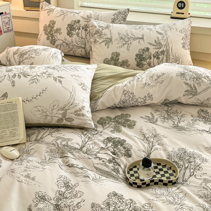 91家纺网 家纺一手货源 找家纺 瑞莱 2025新款纯棉磨毛印花四件套 万物生灵