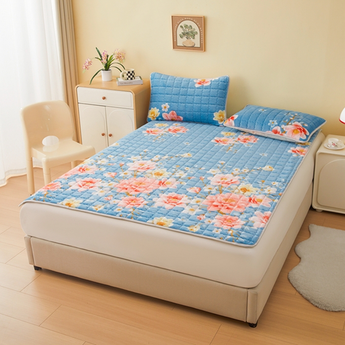 91家纺网 家纺一手货源 找家纺 （总）柏薇 2025新款全消光牛奶绒床垫可水洗机洗床护垫