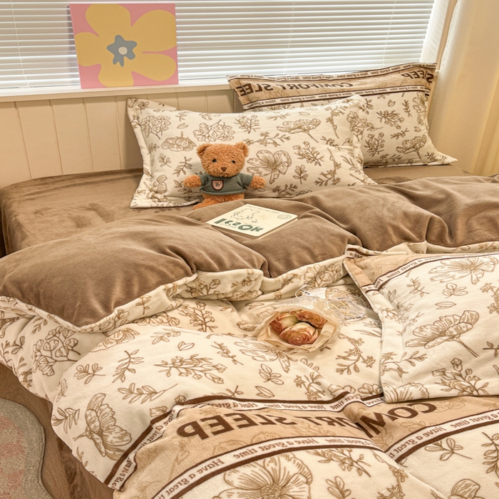 91家纺网 家纺一手货源 找家纺 （总）慕尚家纺 2025新款高克重田园花卉类加厚牛奶绒3.5kg四件套