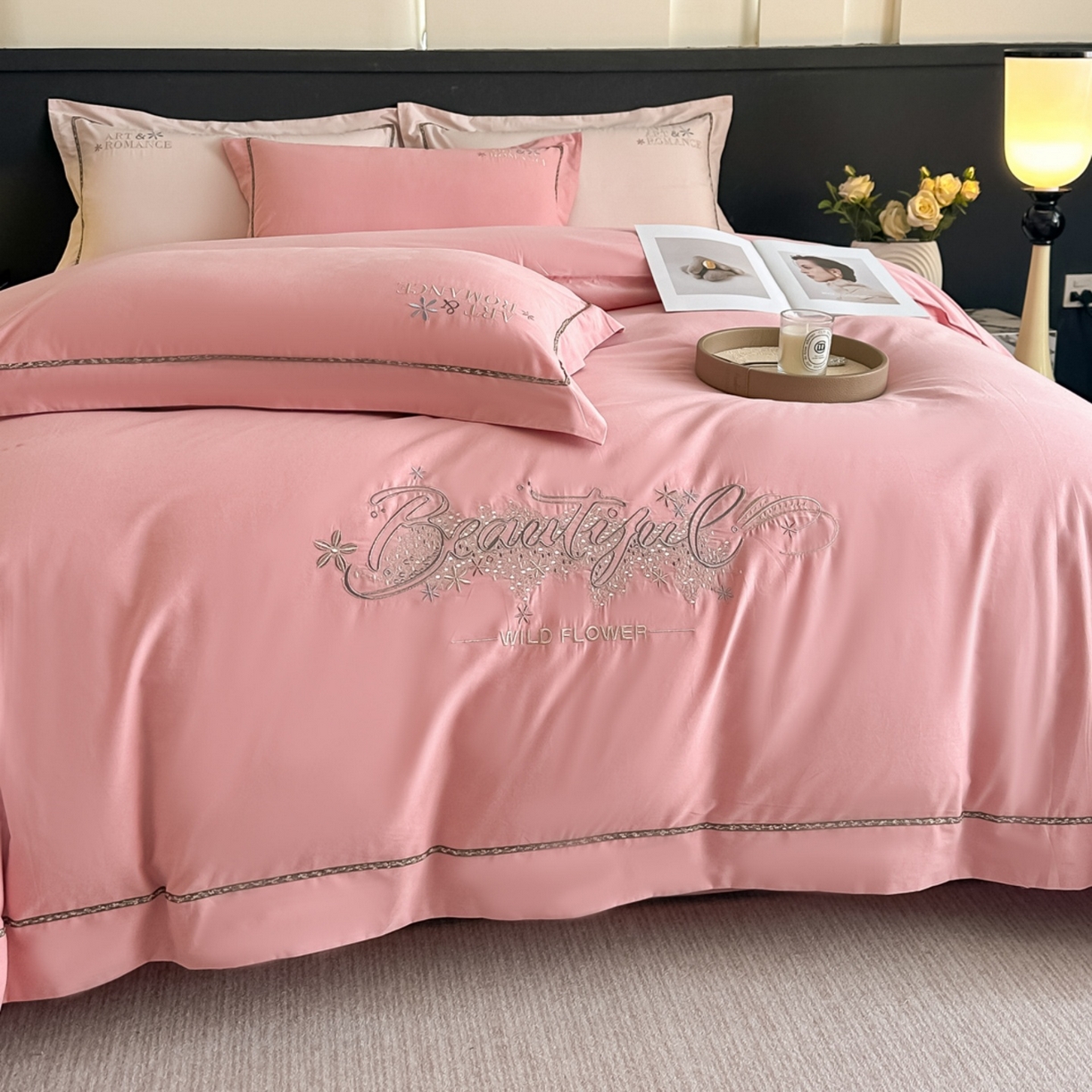 91家纺网 家纺一手货源 找家纺 （总）曲之慕 2025新款高端全棉纯棉长绒棉磨毛刺绣四件套【高端礼盒】