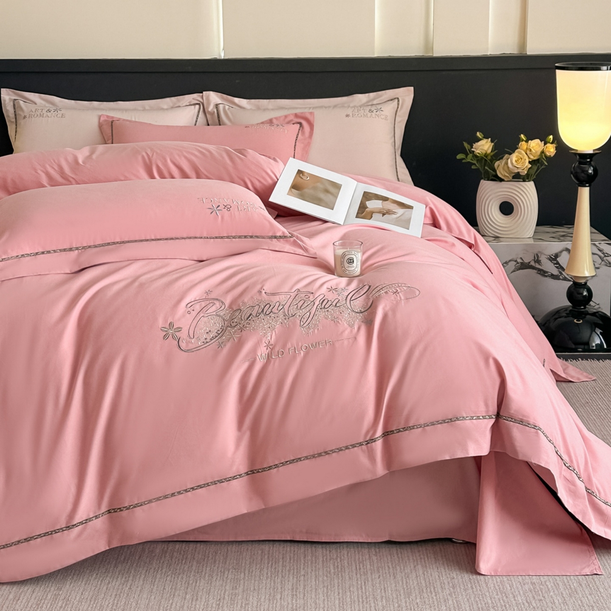 91家纺网 家纺一手货源 找家纺 （总）曲之慕 2025新款高端全棉纯棉长绒棉磨毛刺绣四件套【高端礼盒】