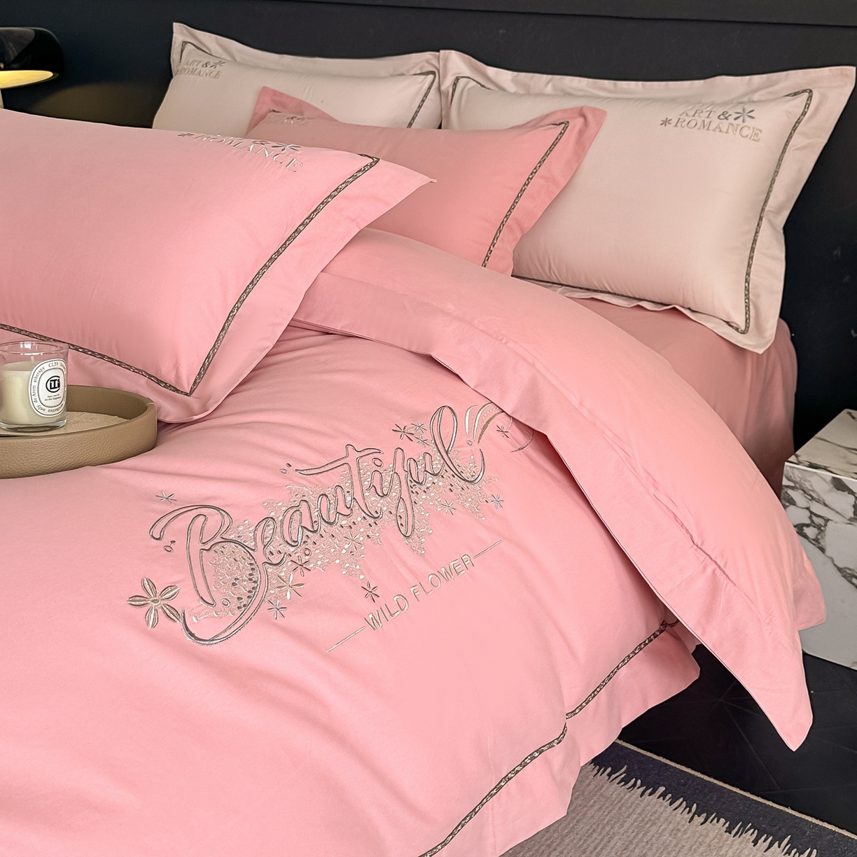 91家纺网 家纺一手货源 找家纺 （总）曲之慕 2025新款高端全棉纯棉长绒棉磨毛刺绣四件套【高端礼盒】