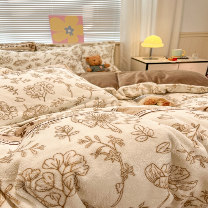 91家纺网 家纺一手货源 找家纺 慕尚家纺 2025新款高克重田园花卉类加厚牛奶绒3.5kg四件套 安逸