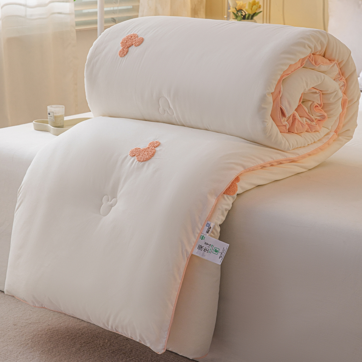 91家纺网 家纺一手货源 找家纺 （总）一加一 2025新款中科院抗菌毛巾刺绣大豆被被子被芯-米奇