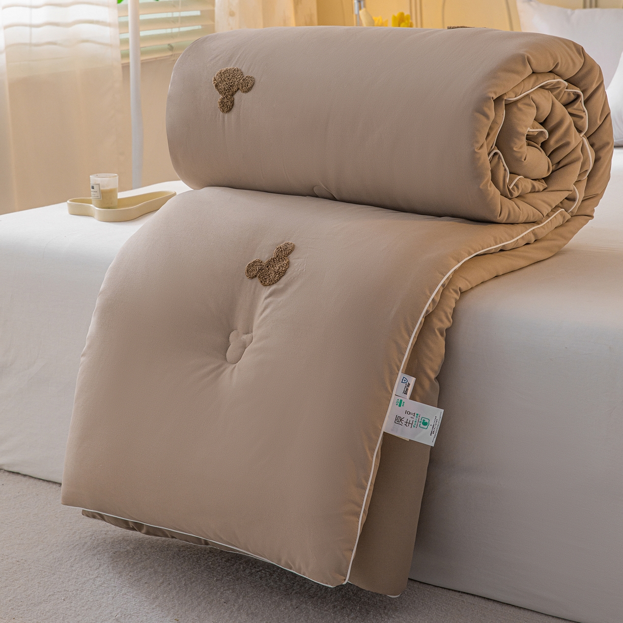 91家纺网 家纺一手货源 找家纺 （总）一加一 2025新款中科院抗菌毛巾刺绣大豆被被子被芯-米奇