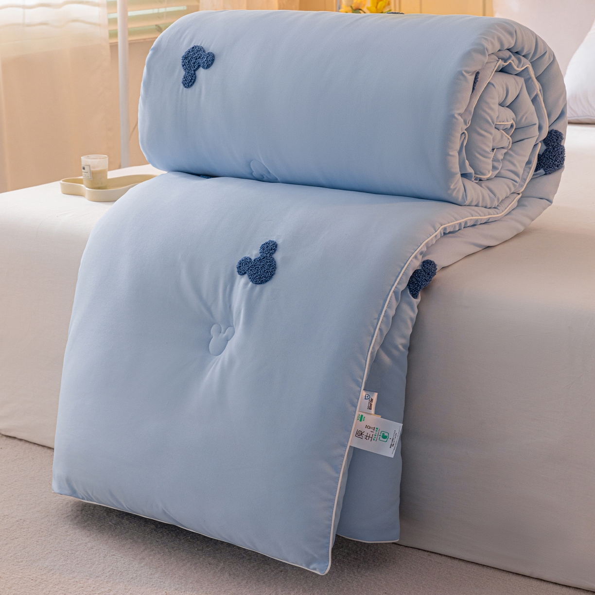 91家纺网 家纺一手货源 找家纺 （总）一加一 2025新款中科院抗菌毛巾刺绣大豆被被子被芯-米奇