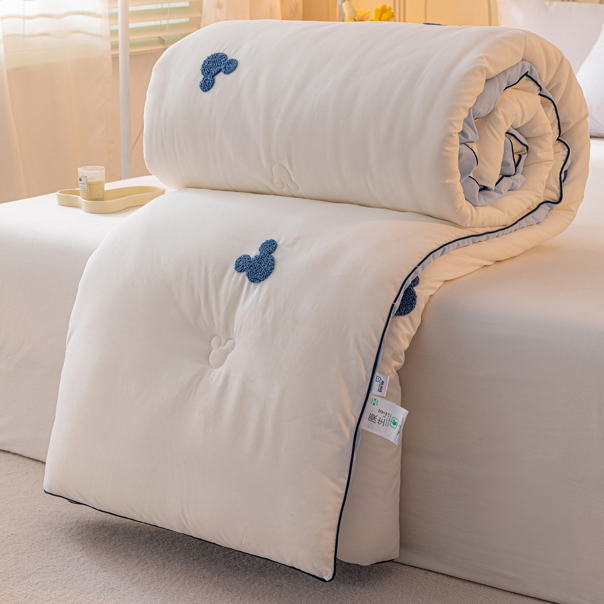 91家纺网 家纺一手货源 找家纺 （总）一加一 2025新款中科院抗菌毛巾刺绣大豆被被子被芯-米奇