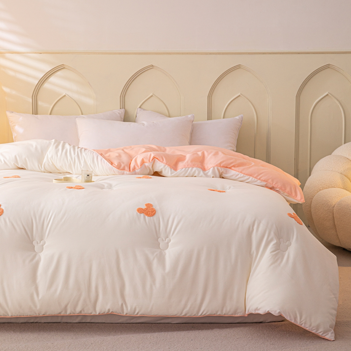 91家纺网 家纺一手货源 找家纺 （总）一加一 2025新款中科院抗菌毛巾刺绣大豆被被子被芯-米奇