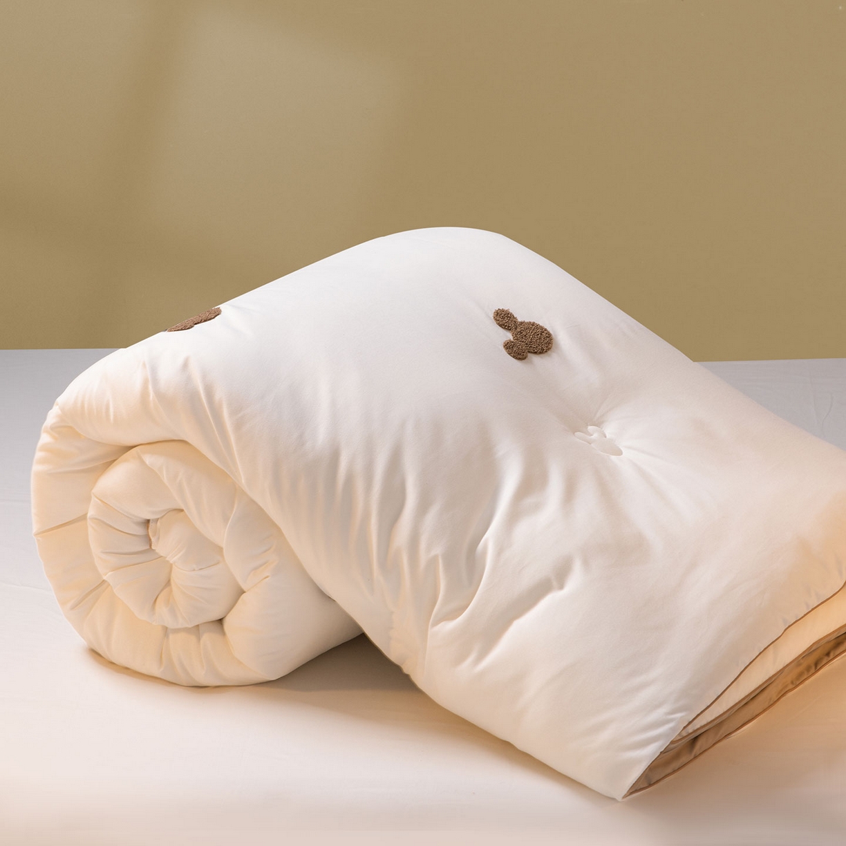 91家纺网 家纺一手货源 找家纺 一加一 2025新款中科院抗菌毛巾刺绣大豆被被子被芯-米奇 米奇-白＋咖