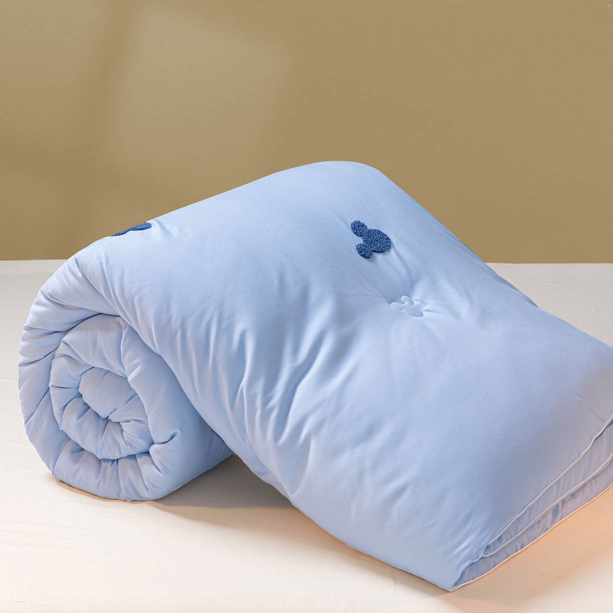 91家纺网 家纺一手货源 找家纺 一加一 2025新款中科院抗菌毛巾刺绣大豆被被子被芯-米奇 米奇-蓝