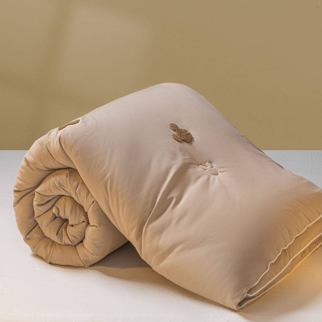 91家纺网 家纺一手货源 找家纺 一加一 2025新款中科院抗菌毛巾刺绣大豆被被子被芯-米奇 米奇-咖