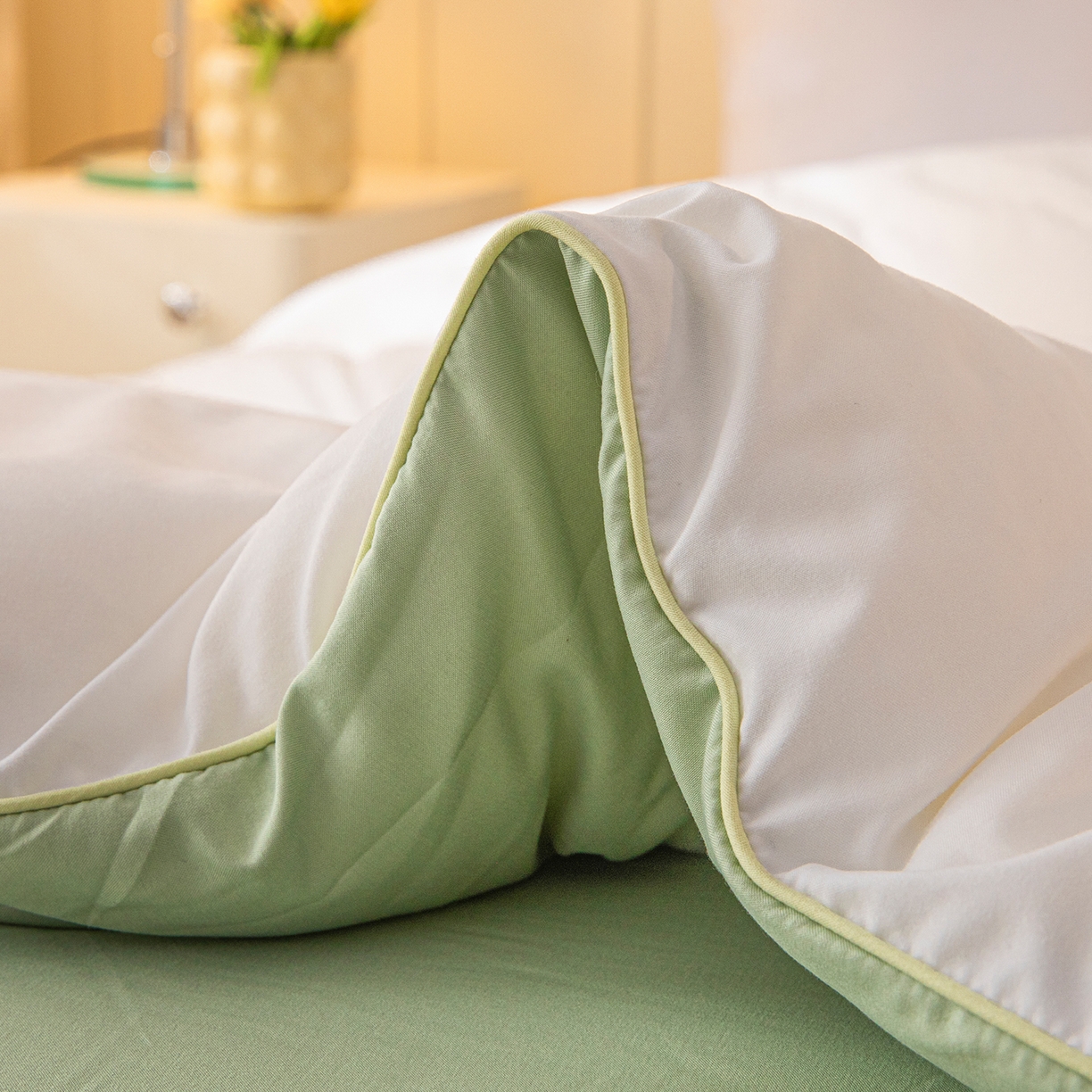 91家纺网 家纺一手货源 找家纺 一加一 2025新款中科院抗菌毛巾刺绣大豆被被子被芯-米奇 米奇-白＋绿