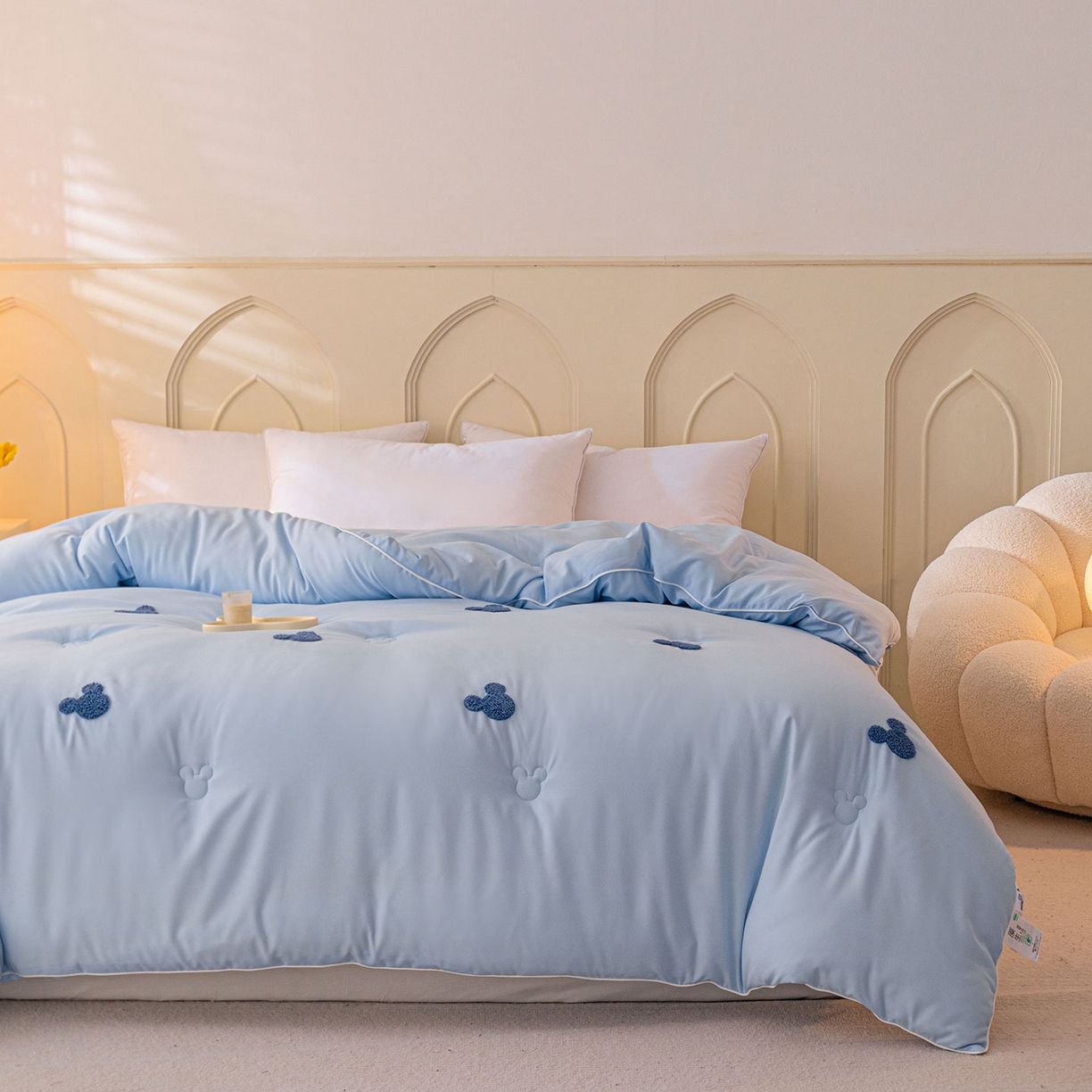 91家纺网 家纺一手货源 找家纺 一加一 2025新款中科院抗菌毛巾刺绣大豆被被子被芯-米奇 米奇-蓝