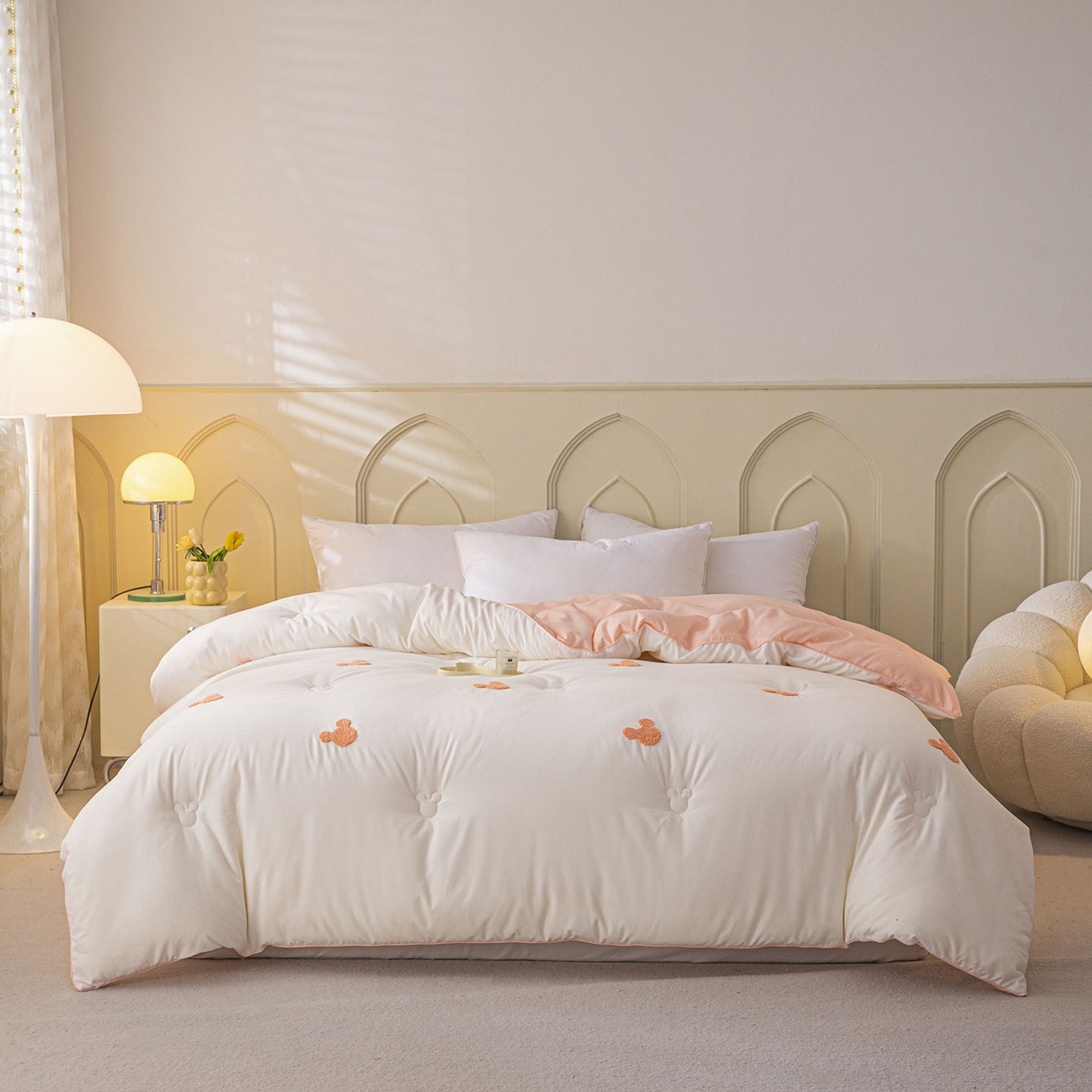 91家纺网 家纺一手货源 找家纺 （总）一加一 2025新款中科院抗菌毛巾刺绣大豆被被子被芯-米奇