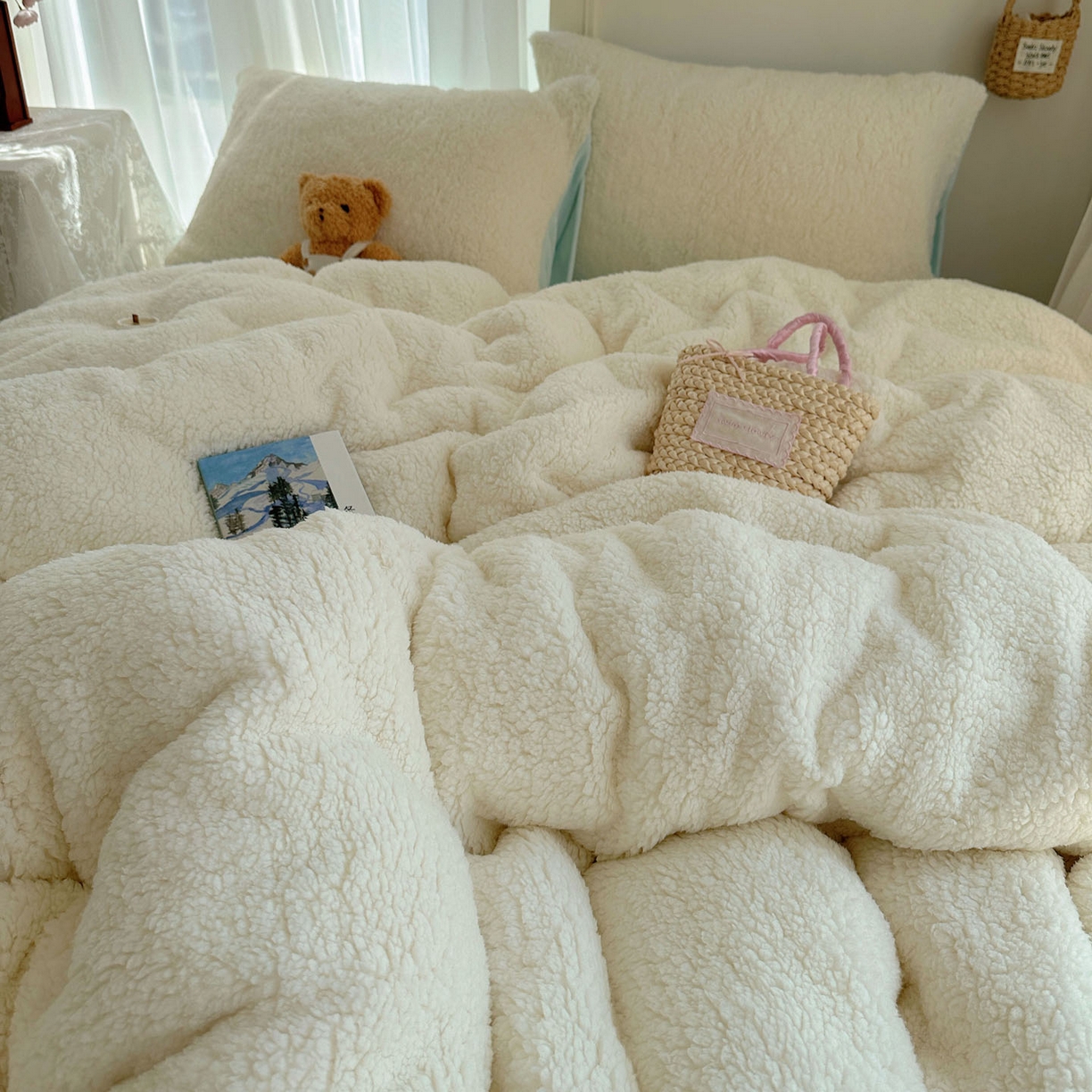 91家纺网 家纺一手货源 找家纺 （总）顾里家纺 2025新款ins韩系糯糯羊羔绒四套件