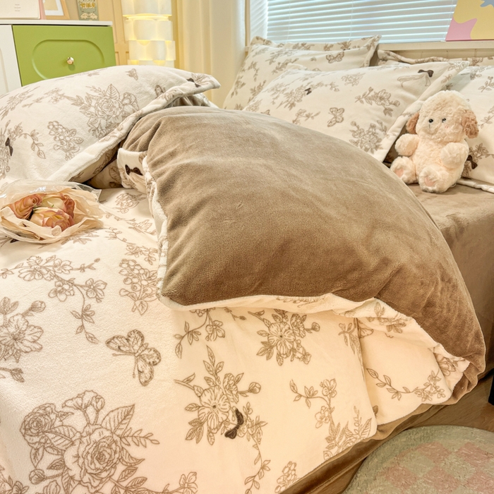 91家纺网 家纺一手货源 找家纺 慕尚家纺 2025新款高克重田园花卉类加厚牛奶绒3.5kg四件套 丽娜