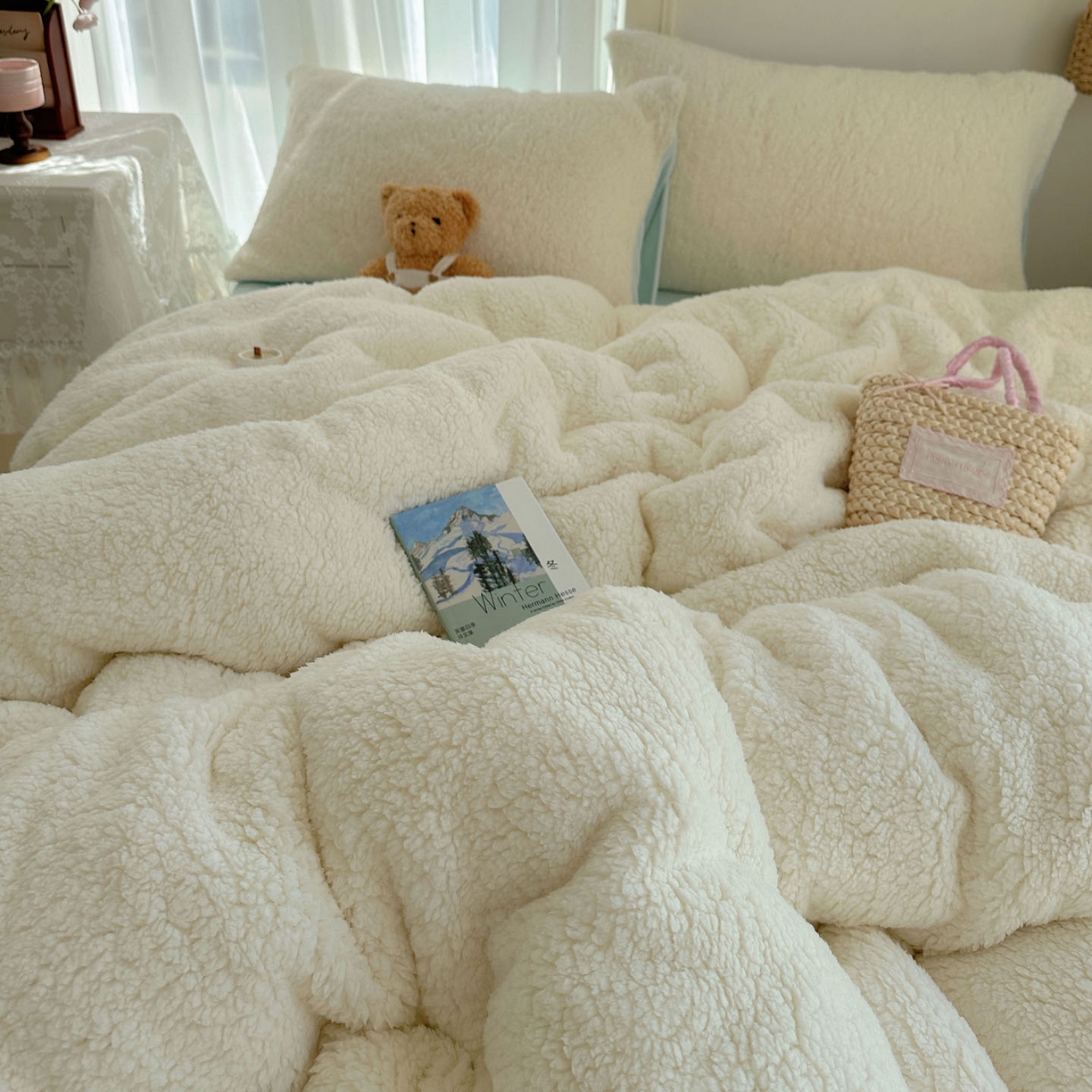 91家纺网 家纺一手货源 找家纺 （总）顾里家纺 2025新款ins韩系糯糯羊羔绒四套件