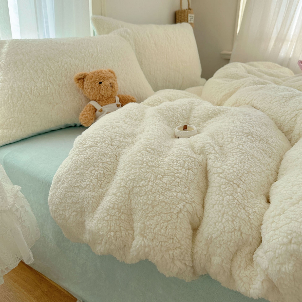 91家纺网 家纺一手货源 找家纺 （总）顾里家纺 2025新款ins韩系糯糯羊羔绒四套件