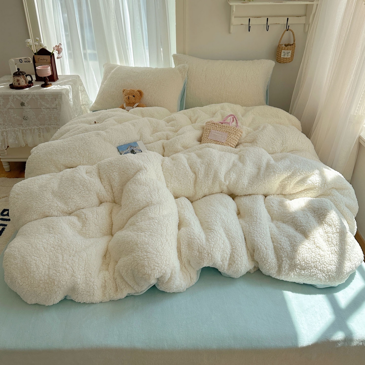 91家纺网 家纺一手货源 找家纺 （总）顾里家纺 2025新款ins韩系糯糯羊羔绒四套件