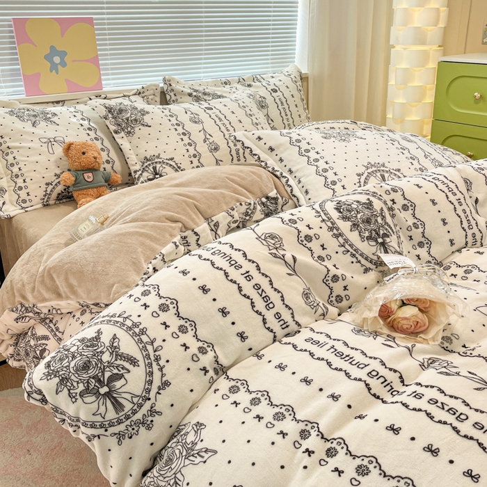 91家纺网 家纺一手货源 找家纺 慕尚家纺 2025新款高克重田园花卉类加厚牛奶绒3.5kg四件套 摩登花园