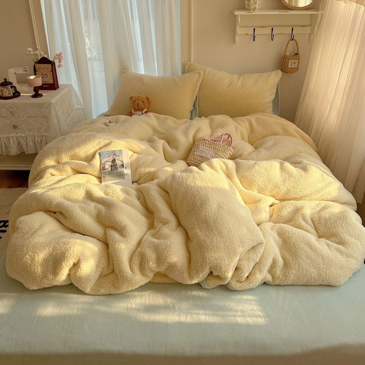 91家纺网 家纺一手货源 找家纺 （总）顾里家纺 2025新款ins韩系糯糯羊羔绒四套件