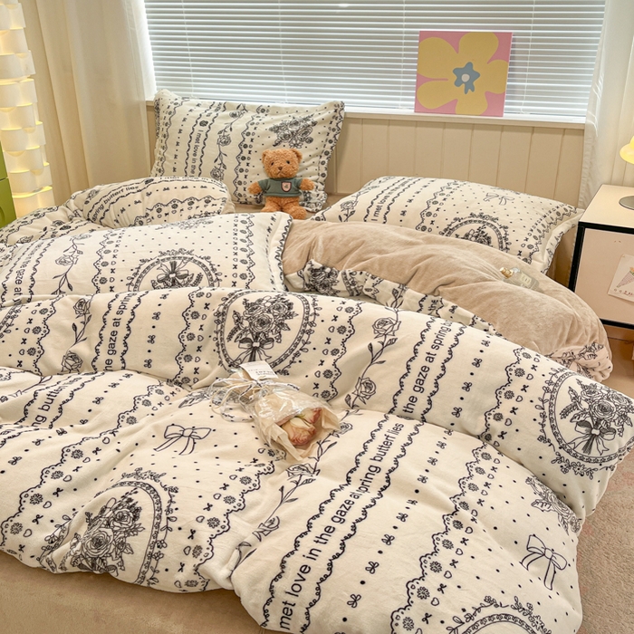 91家纺网 家纺一手货源 找家纺 慕尚家纺 2025新款高克重田园花卉类加厚牛奶绒3.5kg四件套 摩登花园