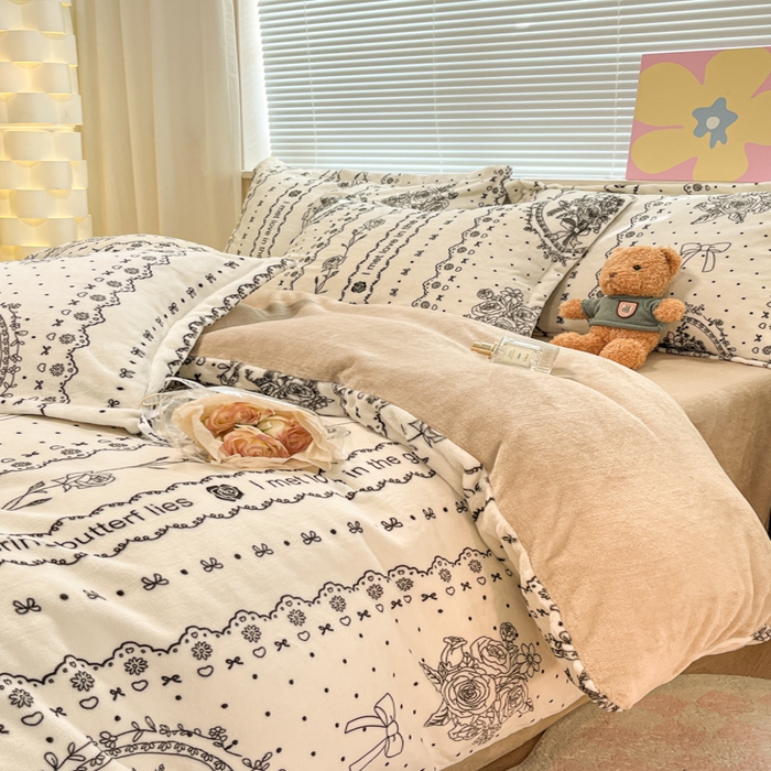 91家纺网 家纺一手货源 找家纺 慕尚家纺 2025新款高克重田园花卉类加厚牛奶绒3.5kg四件套 摩登花园