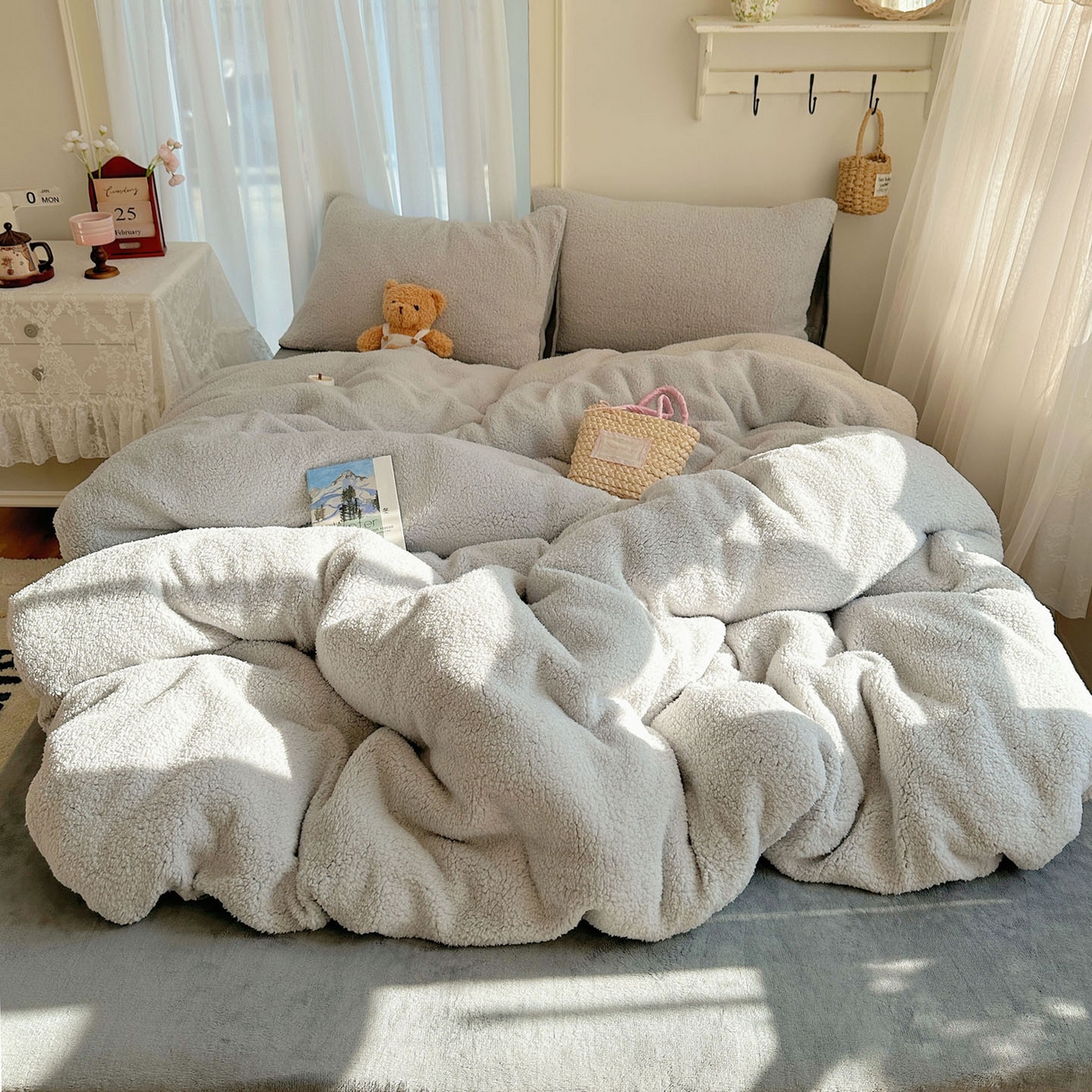 91家纺网 家纺一手货源 找家纺 （总）顾里家纺 2025新款ins韩系糯糯羊羔绒四套件