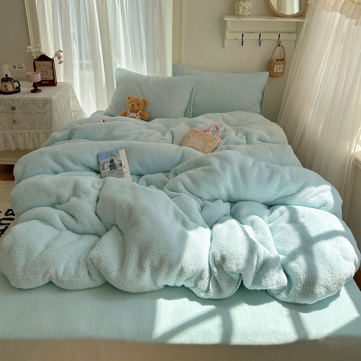 91家纺网 家纺一手货源 找家纺 （总）顾里家纺 2025新款ins韩系糯糯羊羔绒四套件