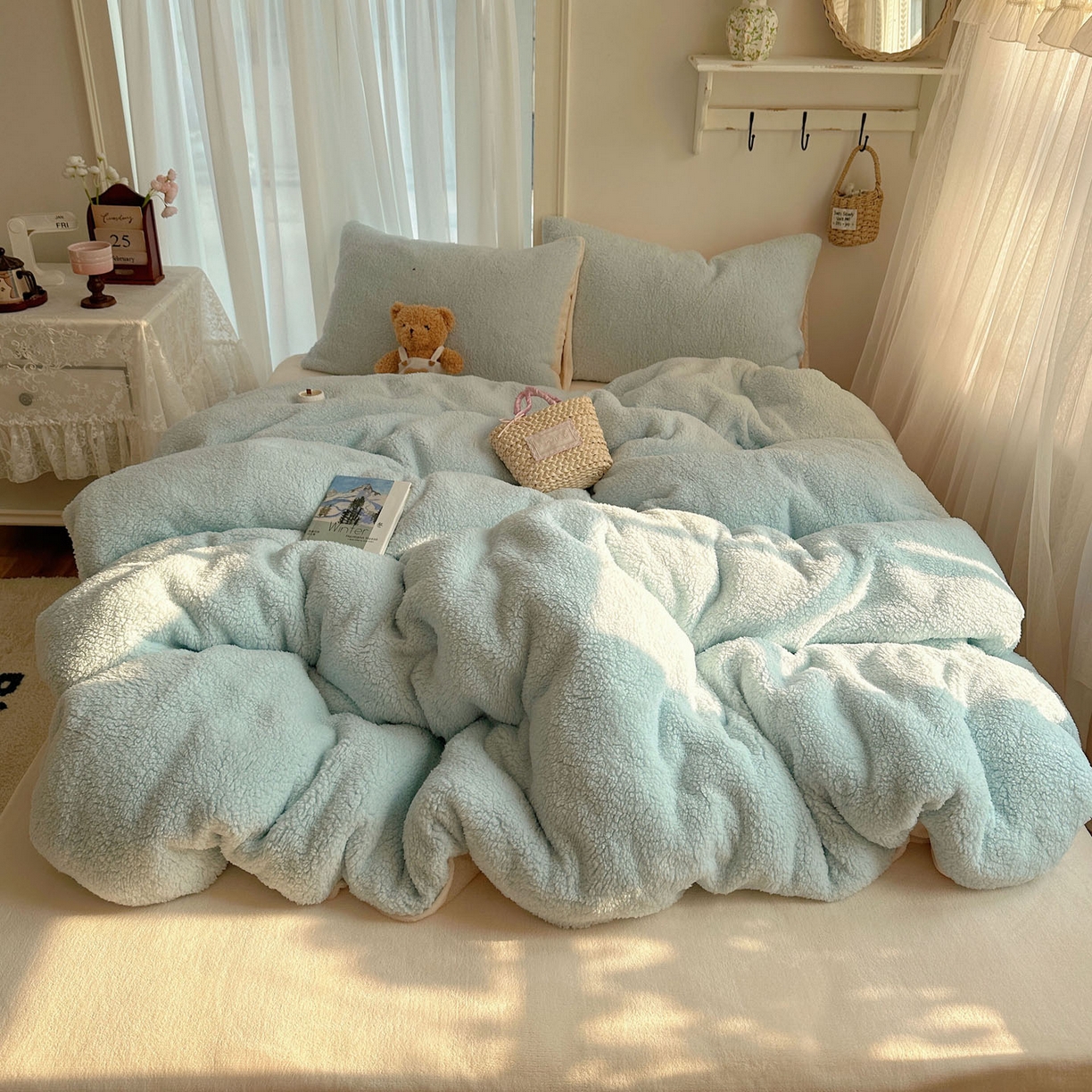 91家纺网 家纺一手货源 找家纺 （总）顾里家纺 2025新款ins韩系糯糯羊羔绒四套件