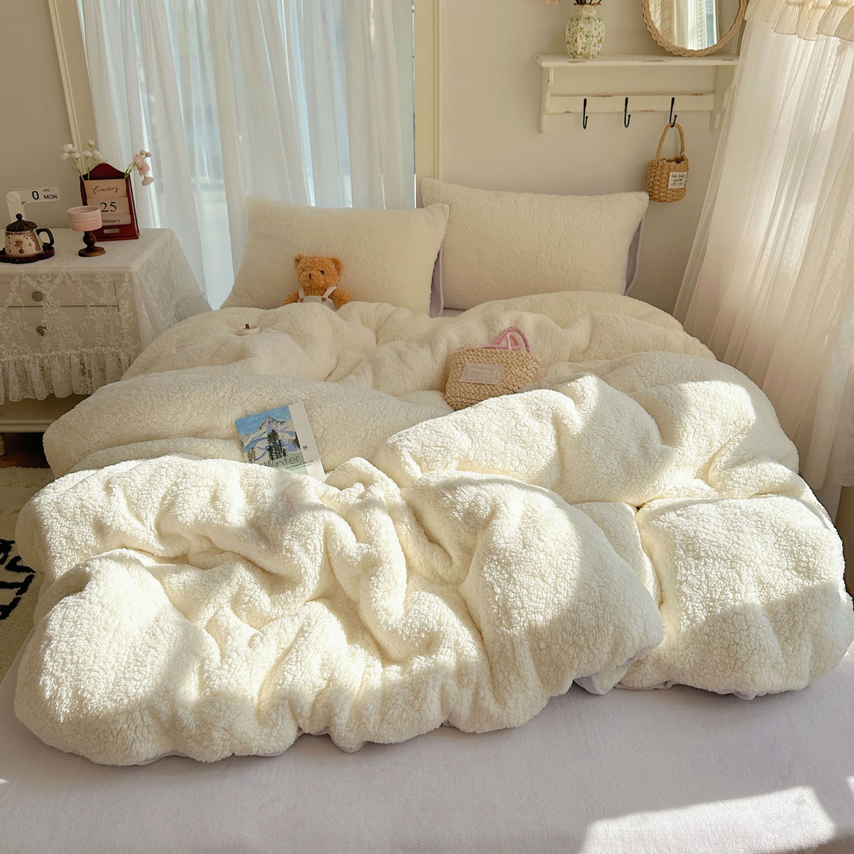 91家纺网 家纺一手货源 找家纺 （总）顾里家纺 2025新款ins韩系糯糯羊羔绒四套件