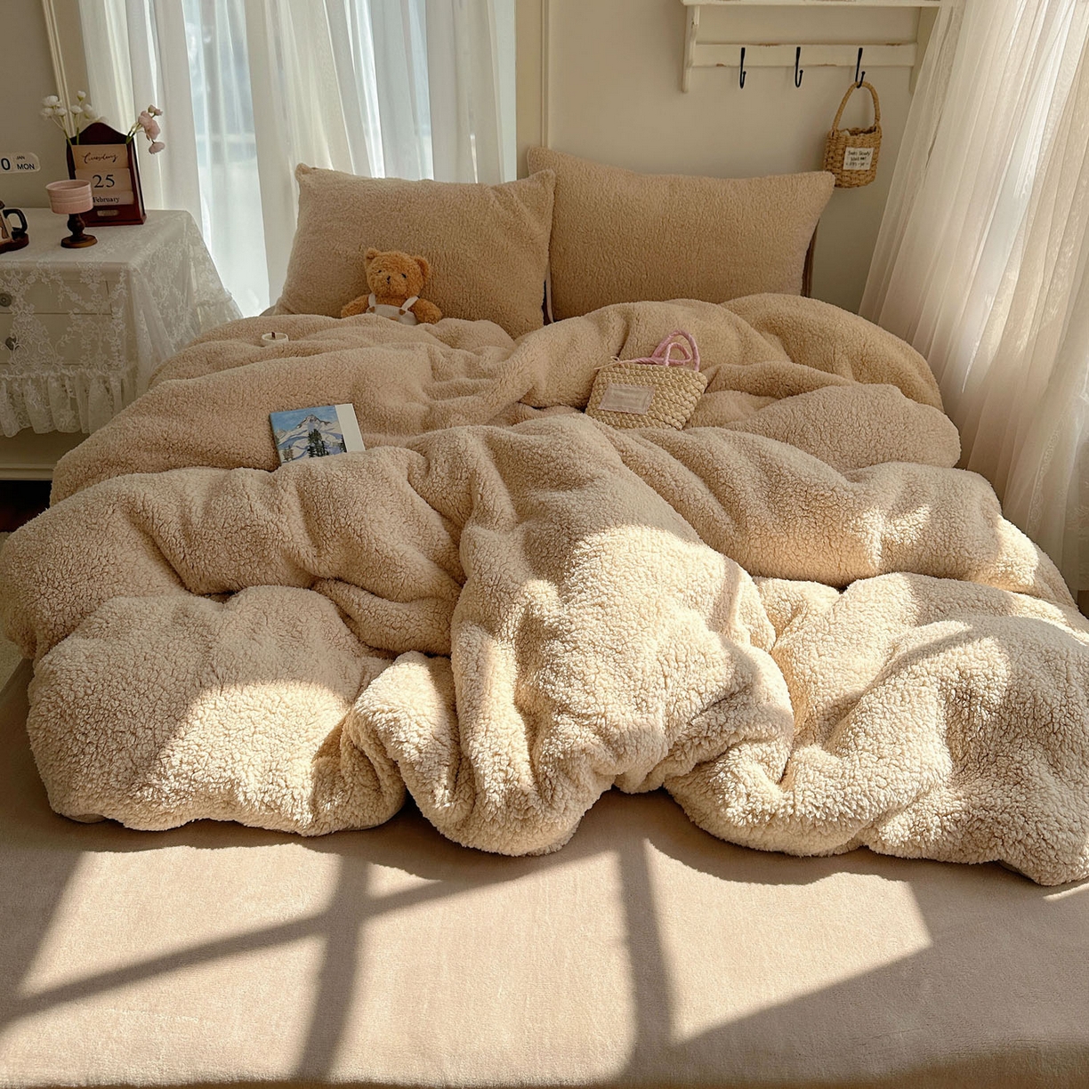 91家纺网 家纺一手货源 找家纺 （总）顾里家纺 2025新款ins韩系糯糯羊羔绒四套件