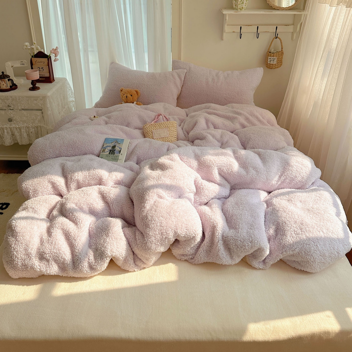 91家纺网 家纺一手货源 找家纺 （总）顾里家纺 2025新款ins韩系糯糯羊羔绒四套件